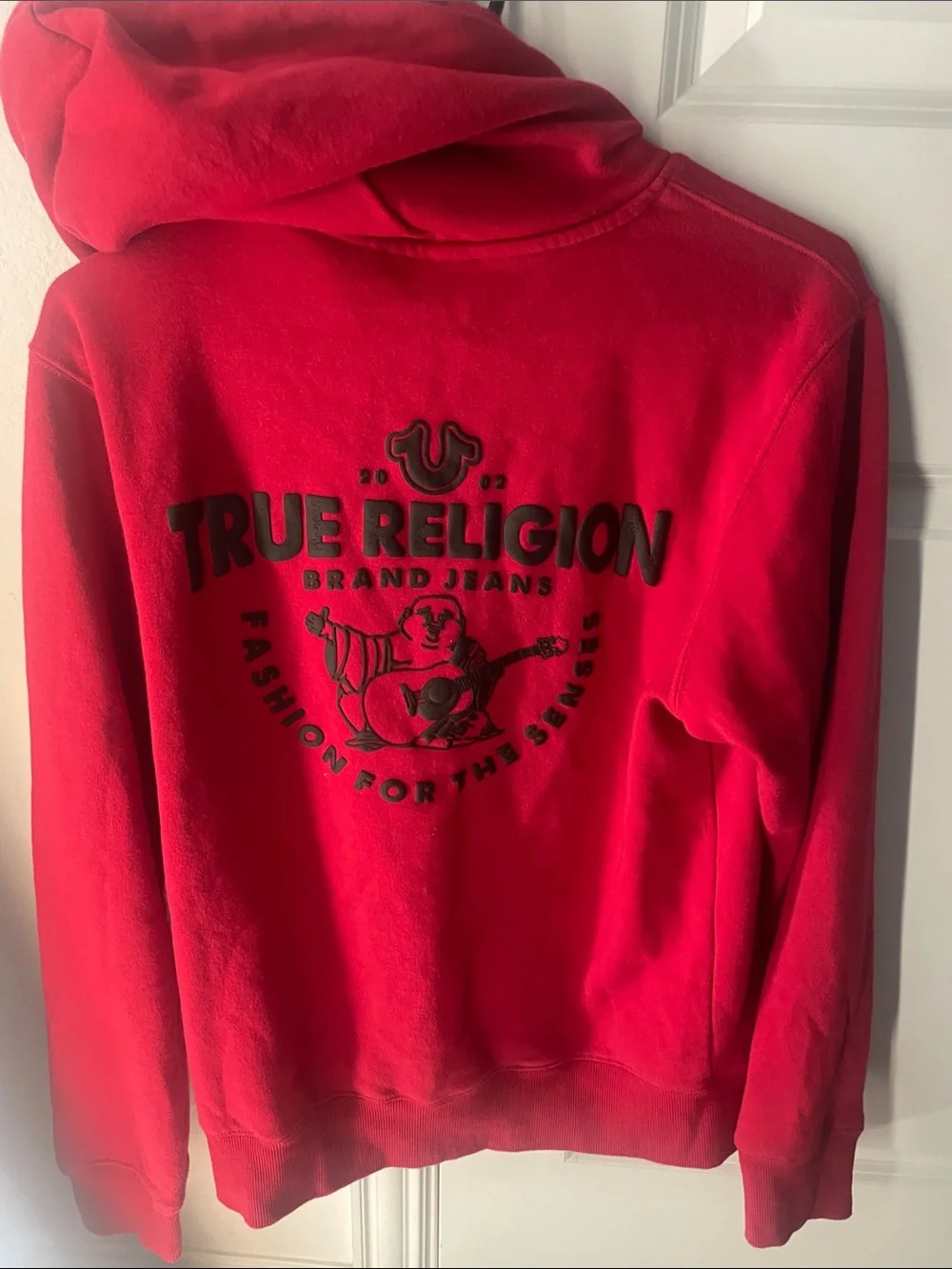 True Religion Bright Red Zip Hoodie with Logo Patch